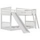 preview thumbnail 11 of 9, White Sturdy TBunk Bed with Built-in Slide and Ladder,Twin over Twin Kids Bed