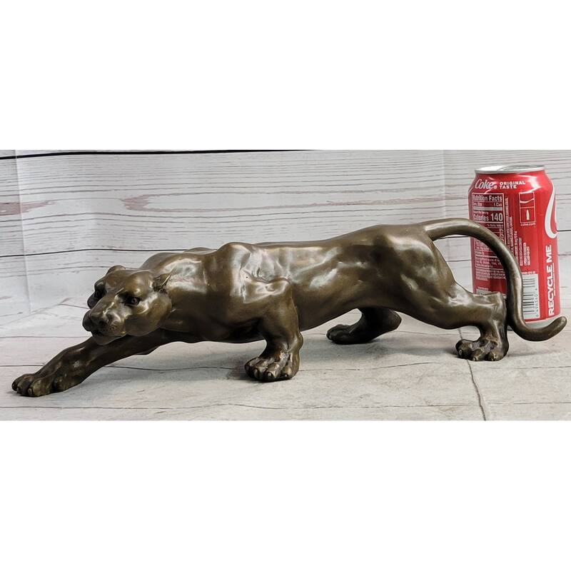 Bronze Metal Cougar Leopard Lion Panther Puma Statue Sculpture Figure 5 Inches X 15 Inches