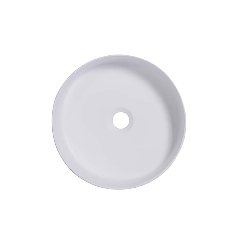 Altair 14 x 14 in. Round White Finish Ceramic Vessel Bathroom Vessel Sink