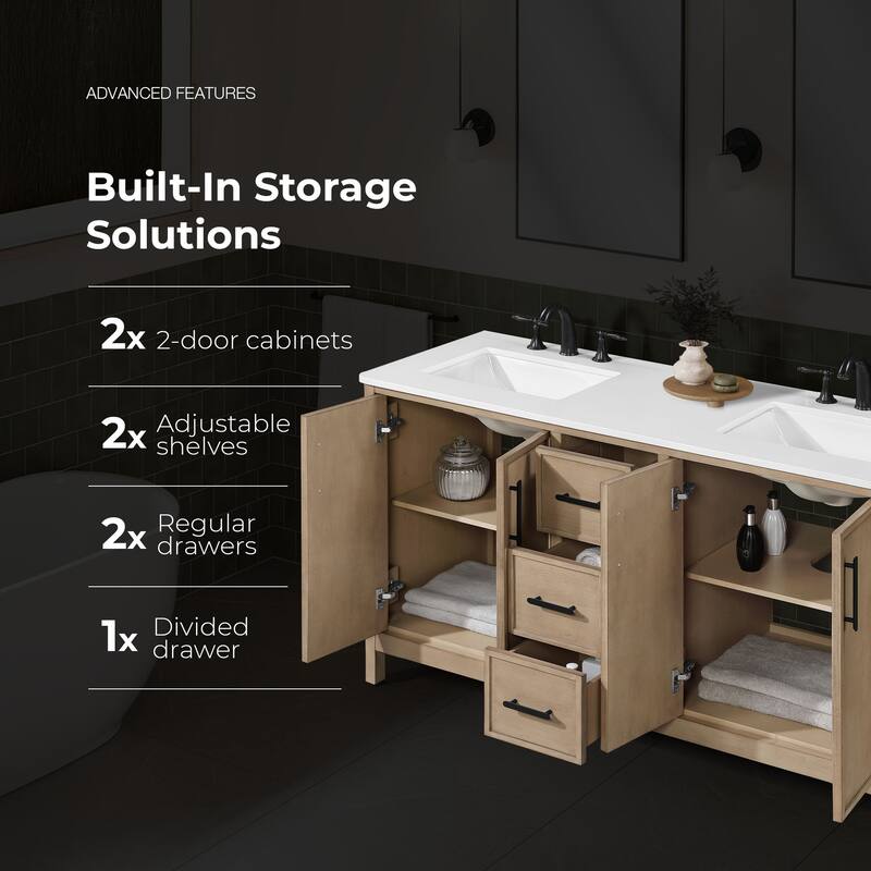 OVE Solas Bathroom Vanity with White Engineered Stone Top