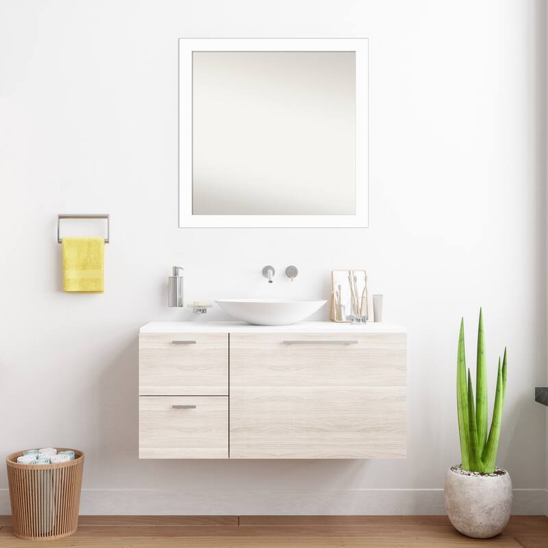 Basic Narrow Non-Beveled Wood Framed Bathroom Vanity Wall Mirror