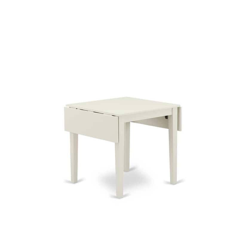 Rectangular Dining Table with Drop Leaves - 30x48 Inch Linen White Kitchen Table - 54