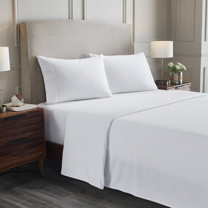 Superior Solid Flannel Cotton Fuzzy Deep Pocket Sheet Set - White - Full