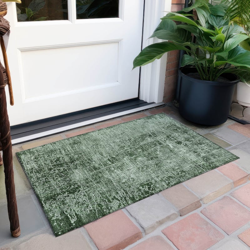 Machine Washable Indoor/ Outdoor Abstract Solid Chantille Rug