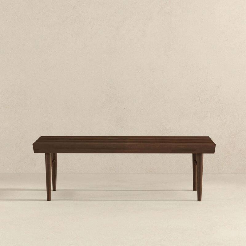 GDFStudio - Mia Mid-Century Modern 47.2" Wide Solid Wood Bench with Natural Walnut Stain Finish - 47.2"W