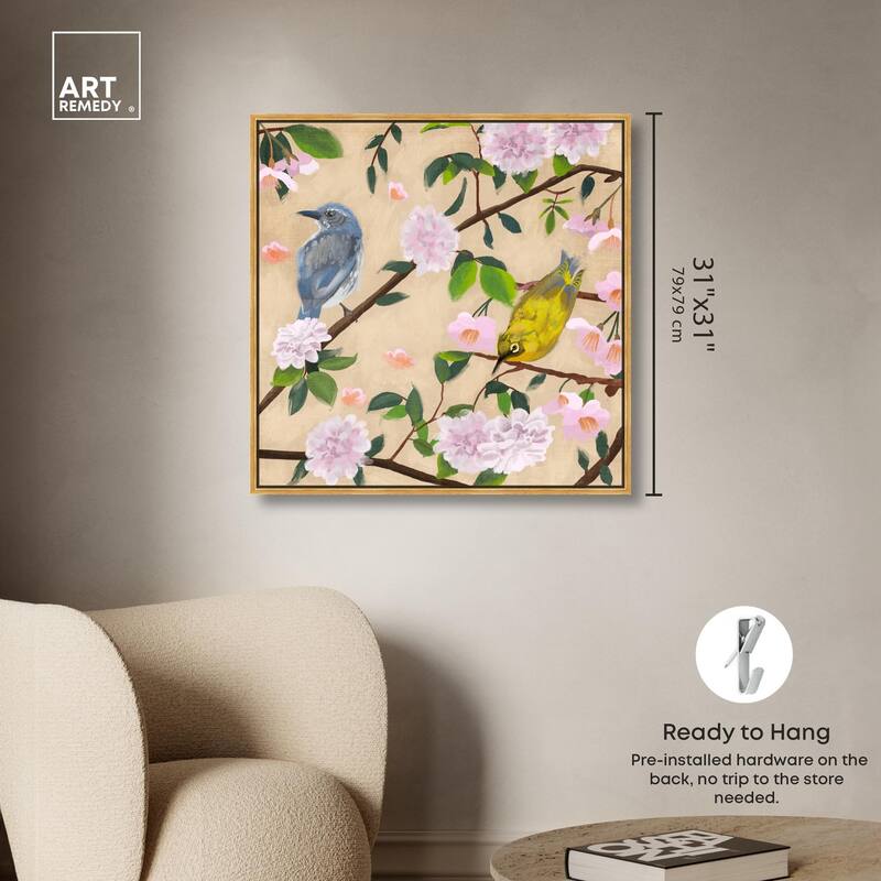 Birds Cuddle Canvas by Art Remedy