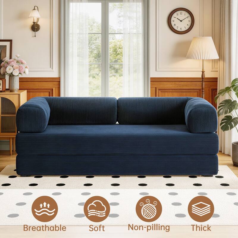 Corduroy Large Couch Convertible Floor Sofa Bed Sleeper