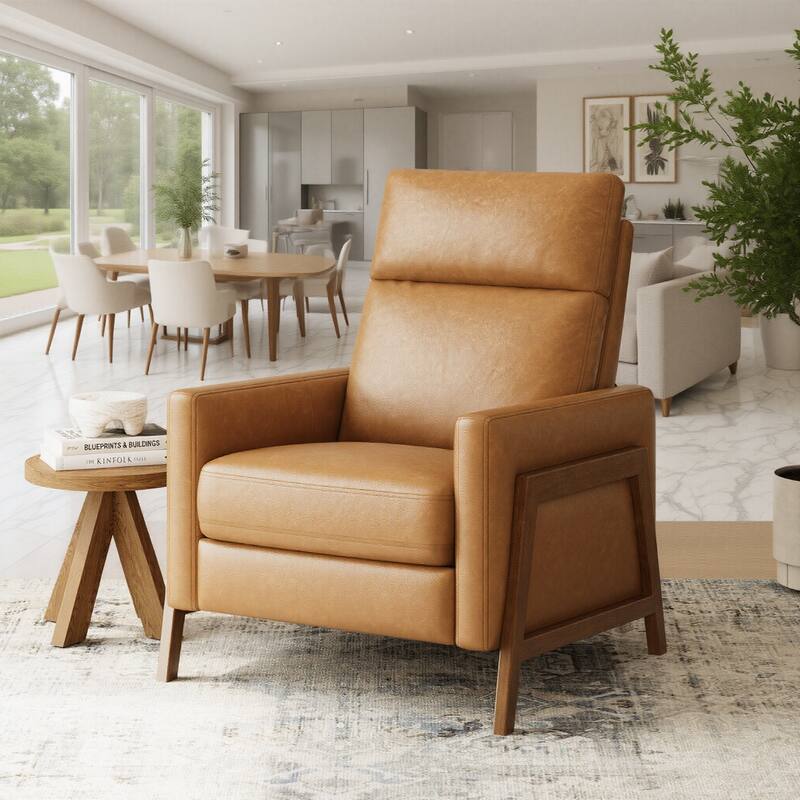 Push Back Comfy Modern Upholstered Wingback Recliner Chair