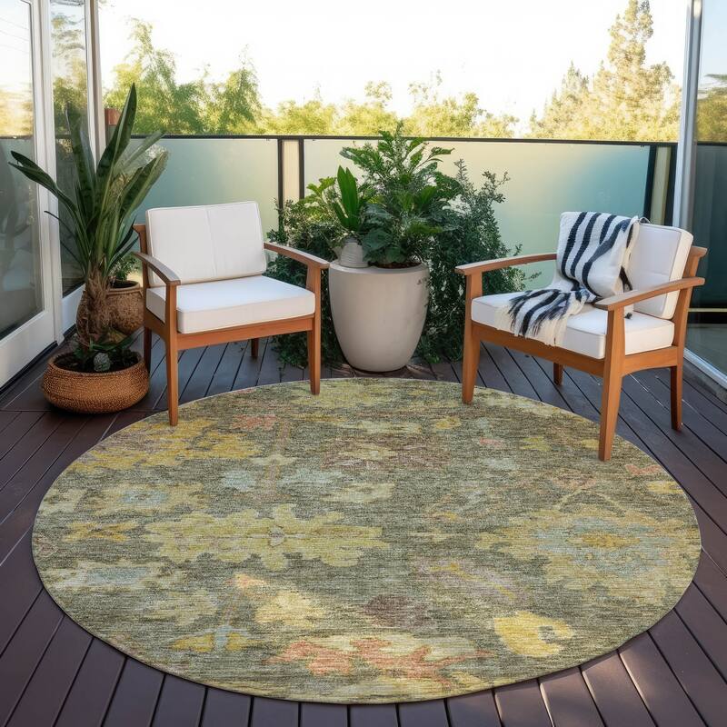 Machine Washable Indoor/ Outdoor Vintage Traditional Chantille Rug