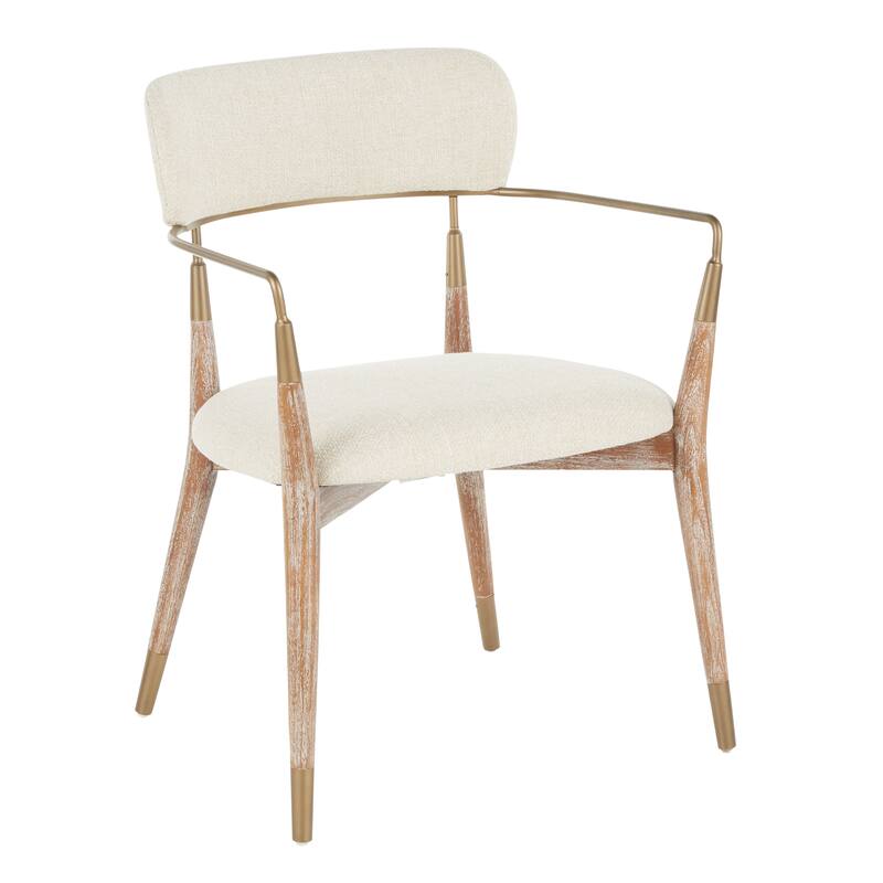 Carson Carrington Ridge Chair (Set of 2) - Cream Fabric/White Washed Wood/Copper