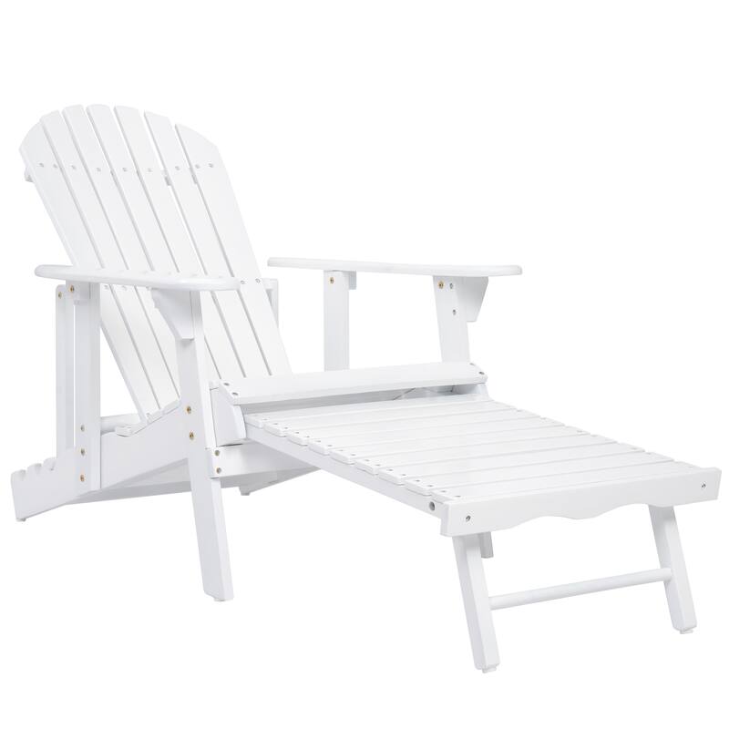Rustic Acacia Wood Foldable Adirondack Chairs with Footrest