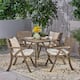 Outdoor Hermosa 5-piece Wood Dining Set by Christopher Knight Home - Gray + Creme Cushion