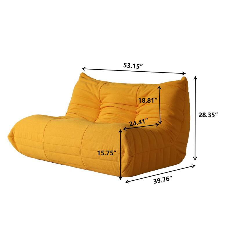 Teddy Velvet Floor Couch,Comfortable Back Support Lazy Sofa with Ottoman