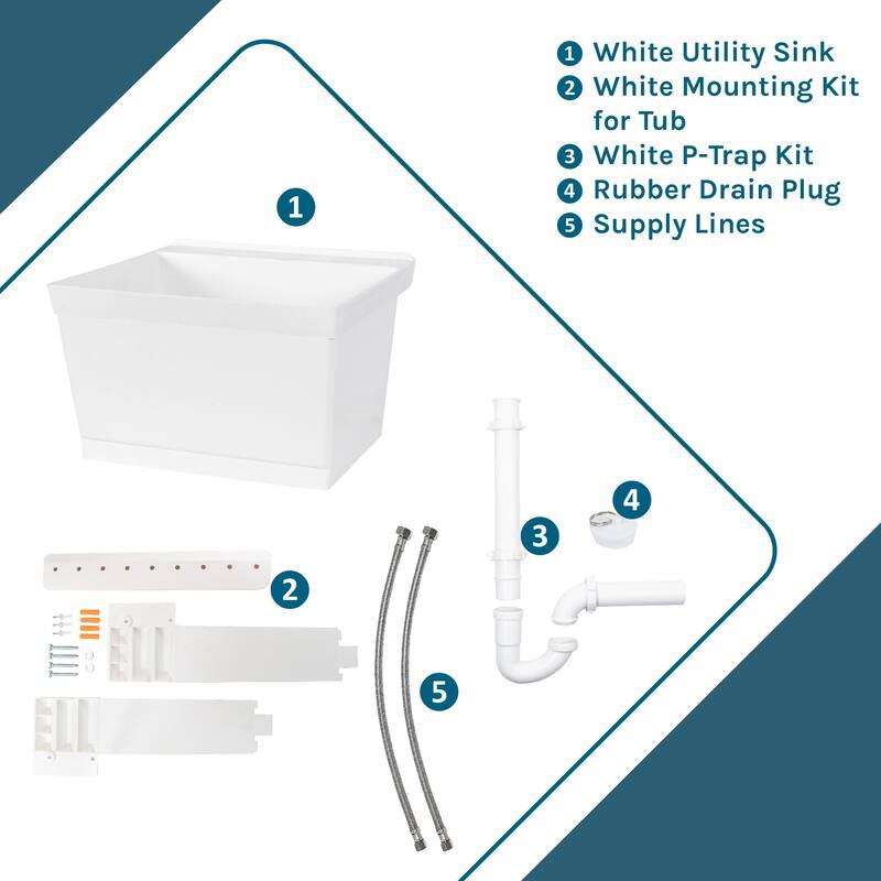 TEHILA 19-Gallon Wall-mounted Utility Sink 22.88 in. W with Drainage Kit