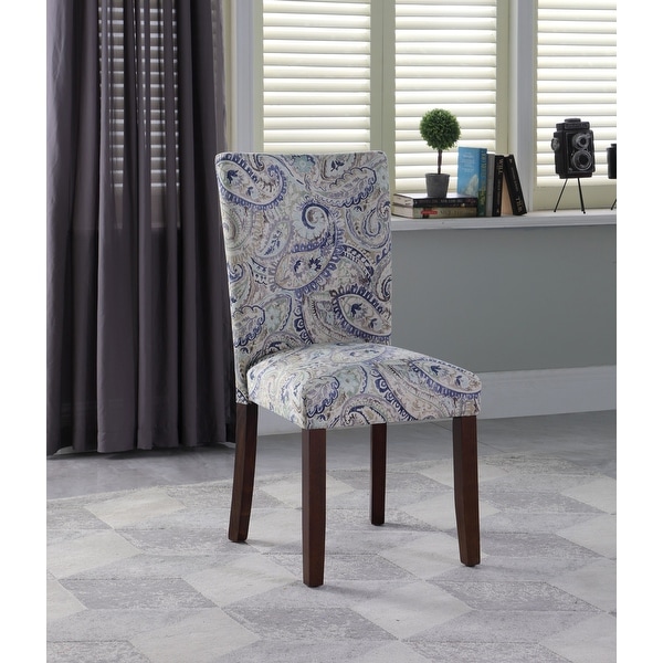HomePop Classic Parsons Dining Chair Blue Velvet Paisley Print (Set
