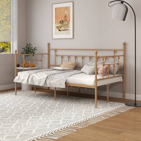 NNV Victorian Metal Twin Daybed, Metal Bed Frame, Mattress Foundation