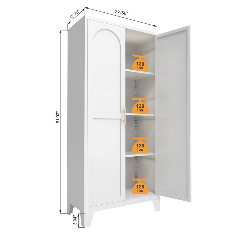 Two-Door Metal Storage Cabinet with Adjustable Shelves – Perfect for Bedroom, Living Room, or Kitchen‌