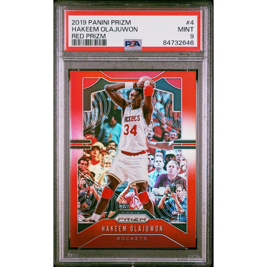 Hakeem Olajuwon 2019 Panini Prizm Red Basketball Card #4 Graded PSA 9 279/299 - 8'6" x 11'6"