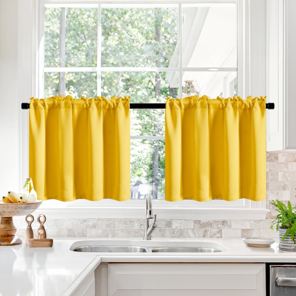 Deconovo Cafe Curtains Rod Pocket Window Short Drapes Tier Pair