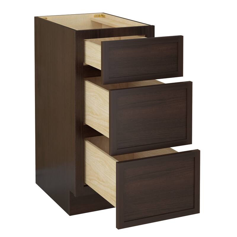 Vanity Art 15" Freestanding Single Base 3 Drawers Storage Cabinet
