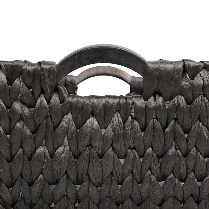 Astor Handwoven Water Hyacinth Nesting Storage Baskets, Wood Handles (Set of 3)