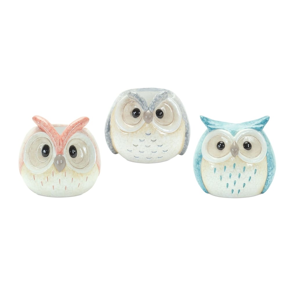 Set of 3 Owl Tabletop Figurines 4.25"