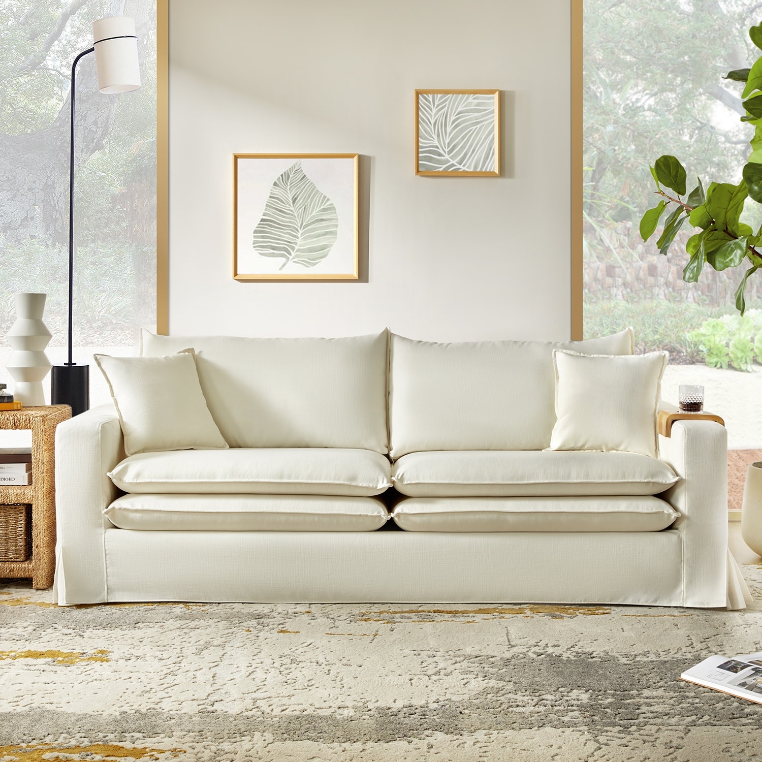 Sofa with reversible cushions outlet