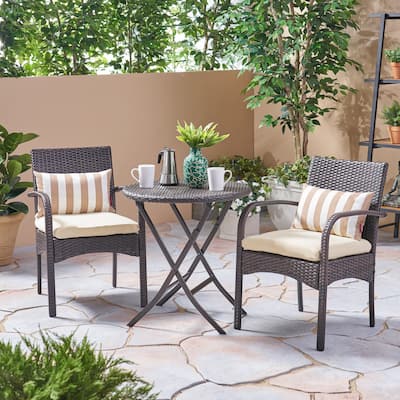 Hayden Outdoor 3-pc. Folding Wicker Bistro Set by Christopher Knight Home