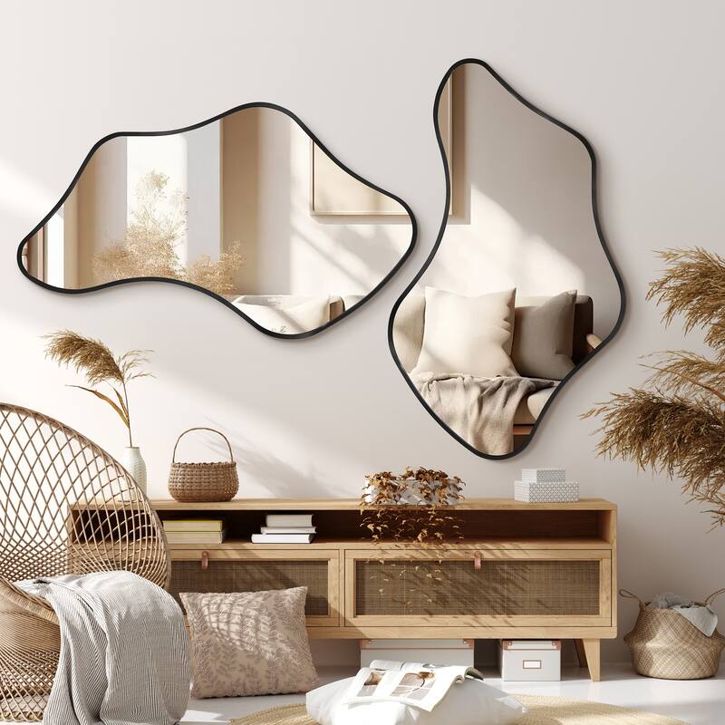 Irregular Asymmetric Aluminum Alloy Framed Wall Mirror