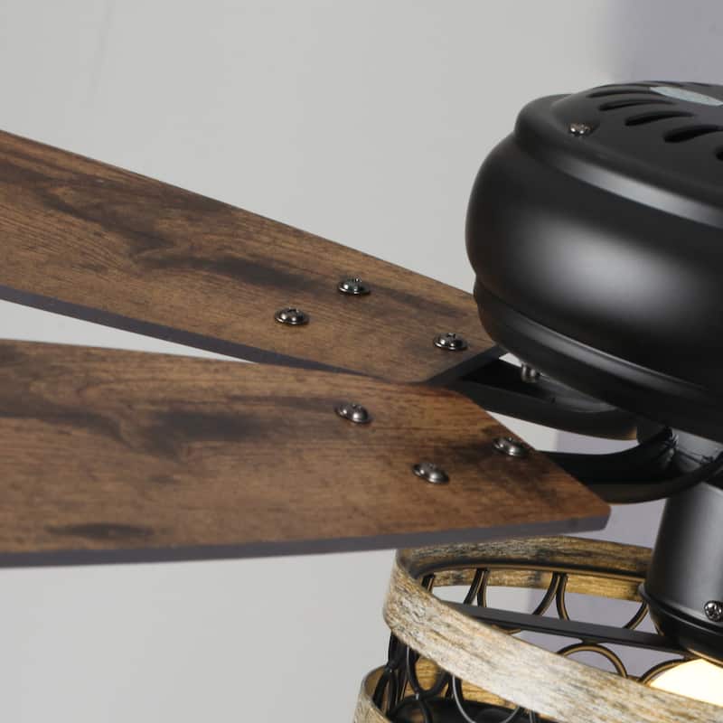 52-inch Metal Matte Black 5-Blade AC Motor Smart Ceiling Fan with Remote