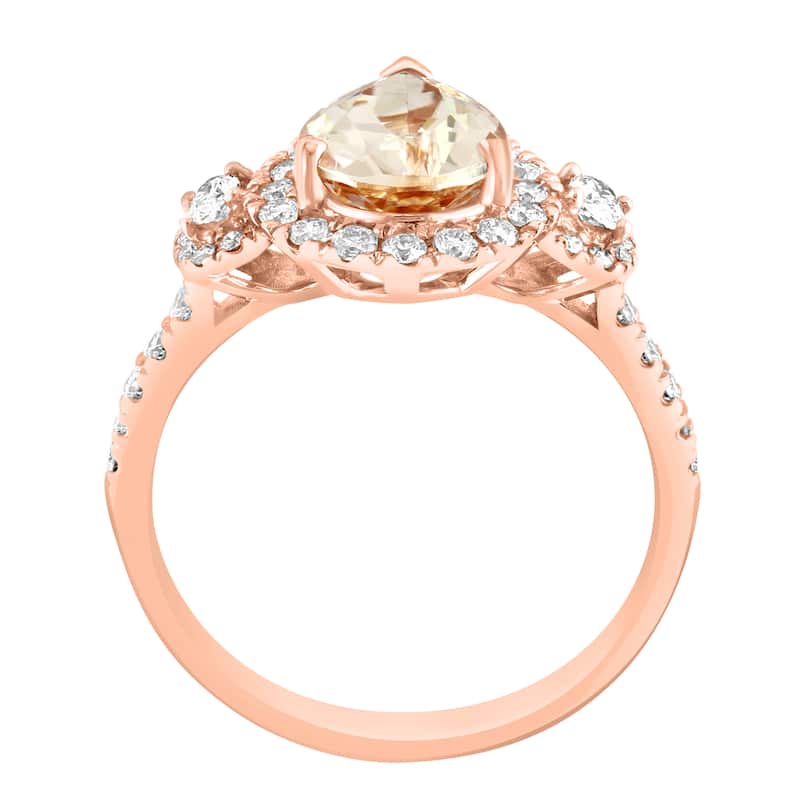 EFFY 14K Gold Diamond, Morganite Pear Ring