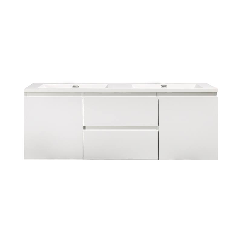 Floating Bathroom Vanity with Integrated Resin Top