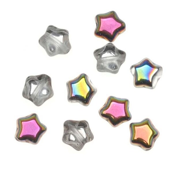 Czech Glass Beads Crystal Vitrail Tiny Stars 6mm (25)