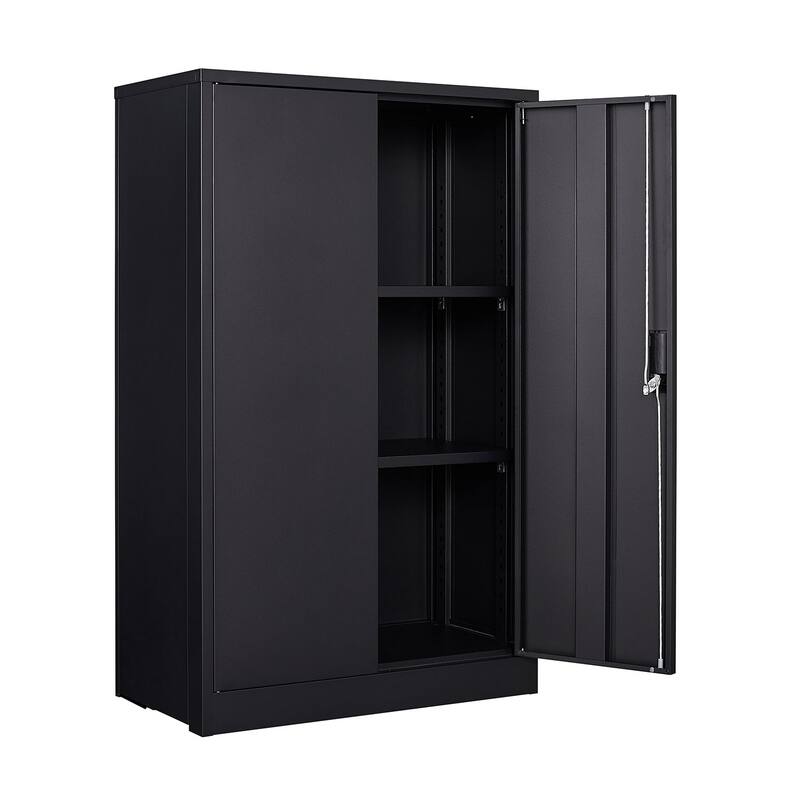 Modern Filing Cabinet Folding Storage Cabinet with Door Locks and Adjustable Shelves, for Home Office, School Garage