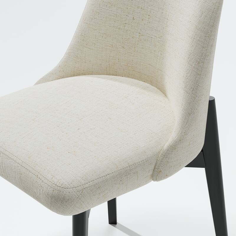 2Pcs Dining Chairs Modern Fabric Upholstered Kitchen Side Chairs with Natural Wood Legs Comfy Armless Side Chair