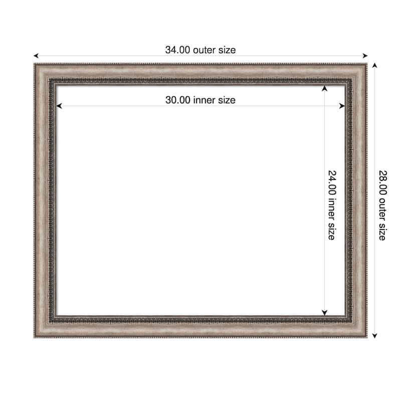 Amanti Art Lyla Ornate Silver Framed Dry Erase Magnetic Board - 34 x 28 in