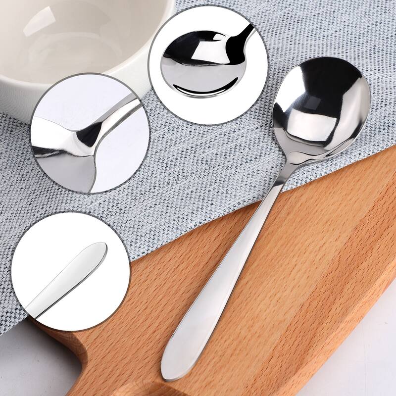 Stainless Steel Spoons 4 in 1 for Cooking Soup Spoon Dining Spoons - Silver Tone