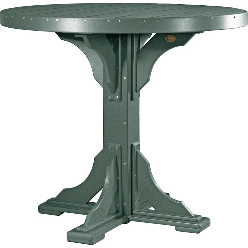 Poly Lumber Round Dining Table Set with Regular Chairs - Bar Height - Green