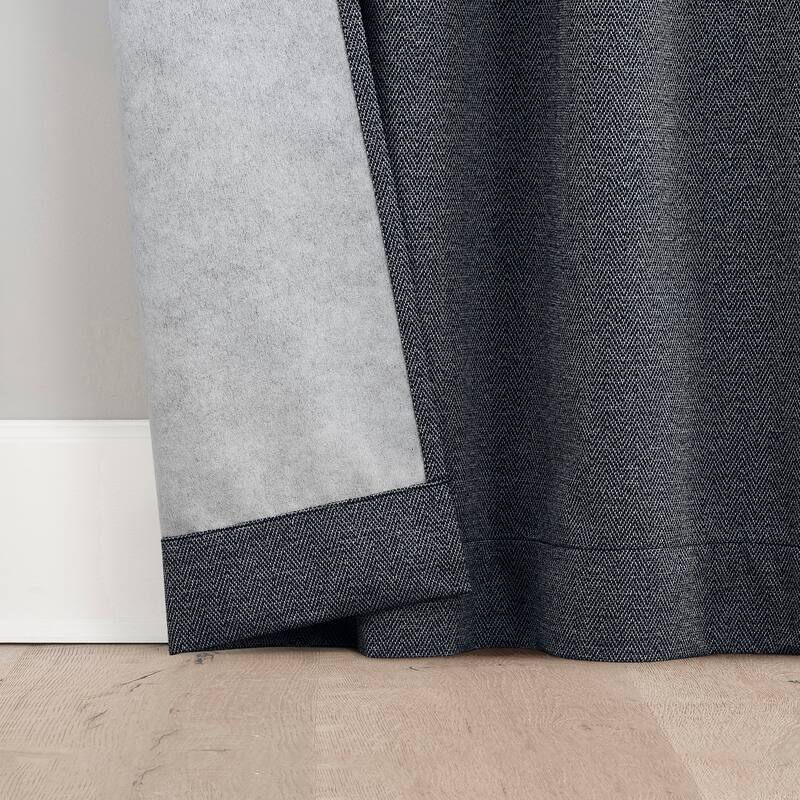 Sun Zero Prescott 2-Piece Herringbone Magnetic Closure Total Blackout Rod Pocket Curtain Panel Pair