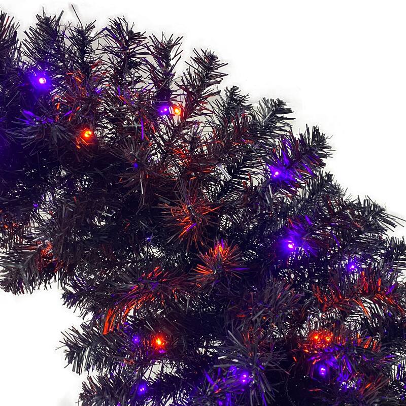 6ft Artificial Fir Bent-Top Halloween Christmas Tree, 300 LED Lights, Bendable Grinch Style Holiday Decoration