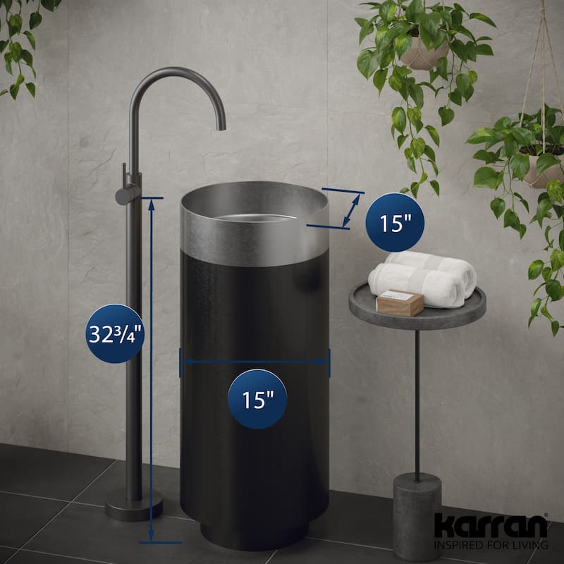 Karran USA CCP200 Cinox 15" Circular Stainless Steel Pedestal Bathroom