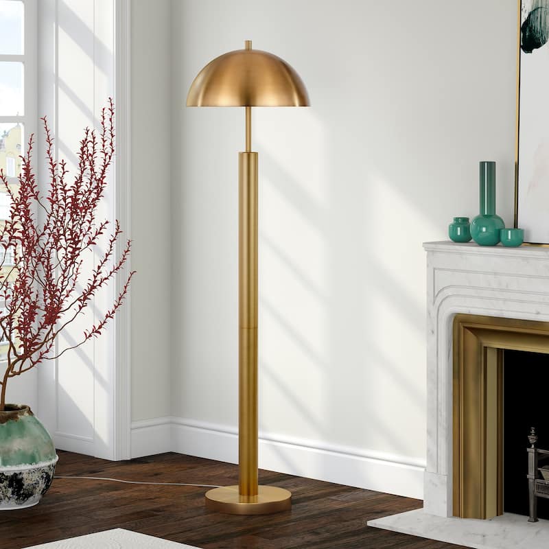 York 58" Tall Floor Lamp with Metal Shade - Brass