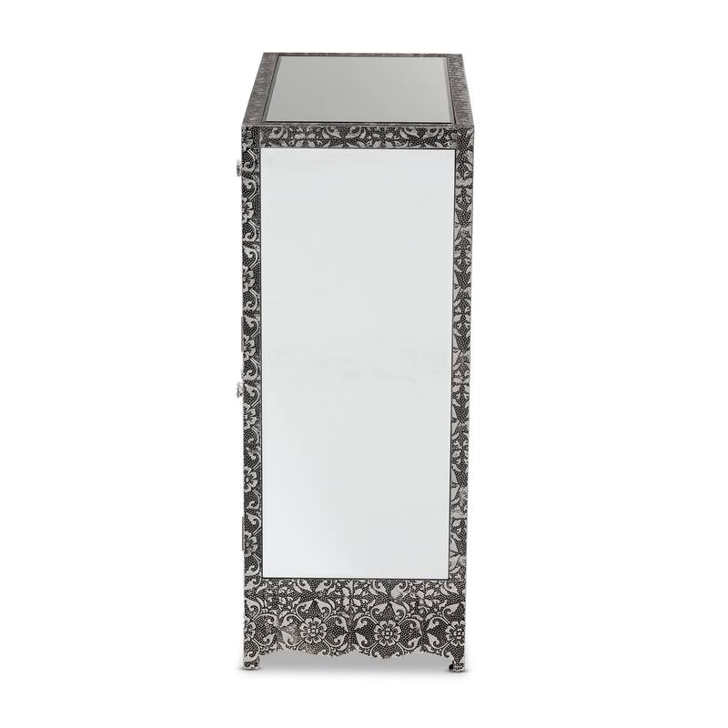 Wycliff Glam Silver Finished Metal & Mirrored Glass Sideboard/ Buffet