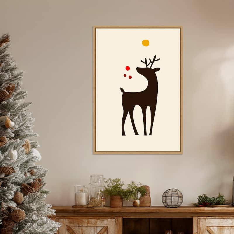 Rudolph Searching for His Nose by Eins Kubistika (23 x 33 in.), Framed Canvas Wall Art Print - Sylvie Natural