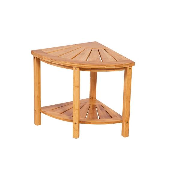 slide 1 of 19, Solid Bamboo Spa Style Corner Bench