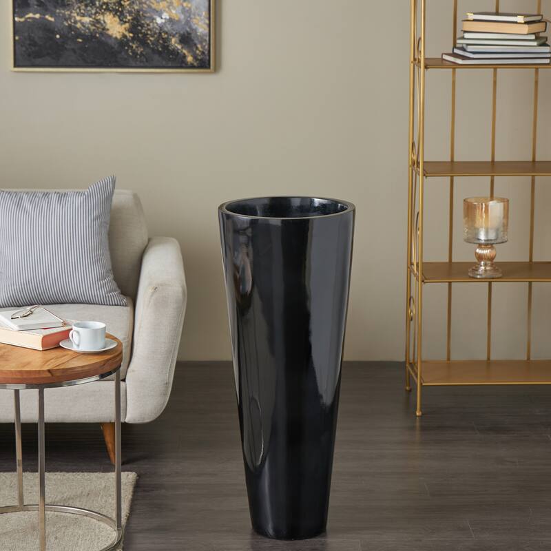 Black Fiberglass Minimalistic Floor Decorative Vase