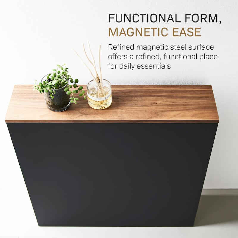 Yamazaki Home Pull-Out Bathroom Storage Cabinet, Steel and Wood - L 22.05 x W 5.51 x H 21.65 inches