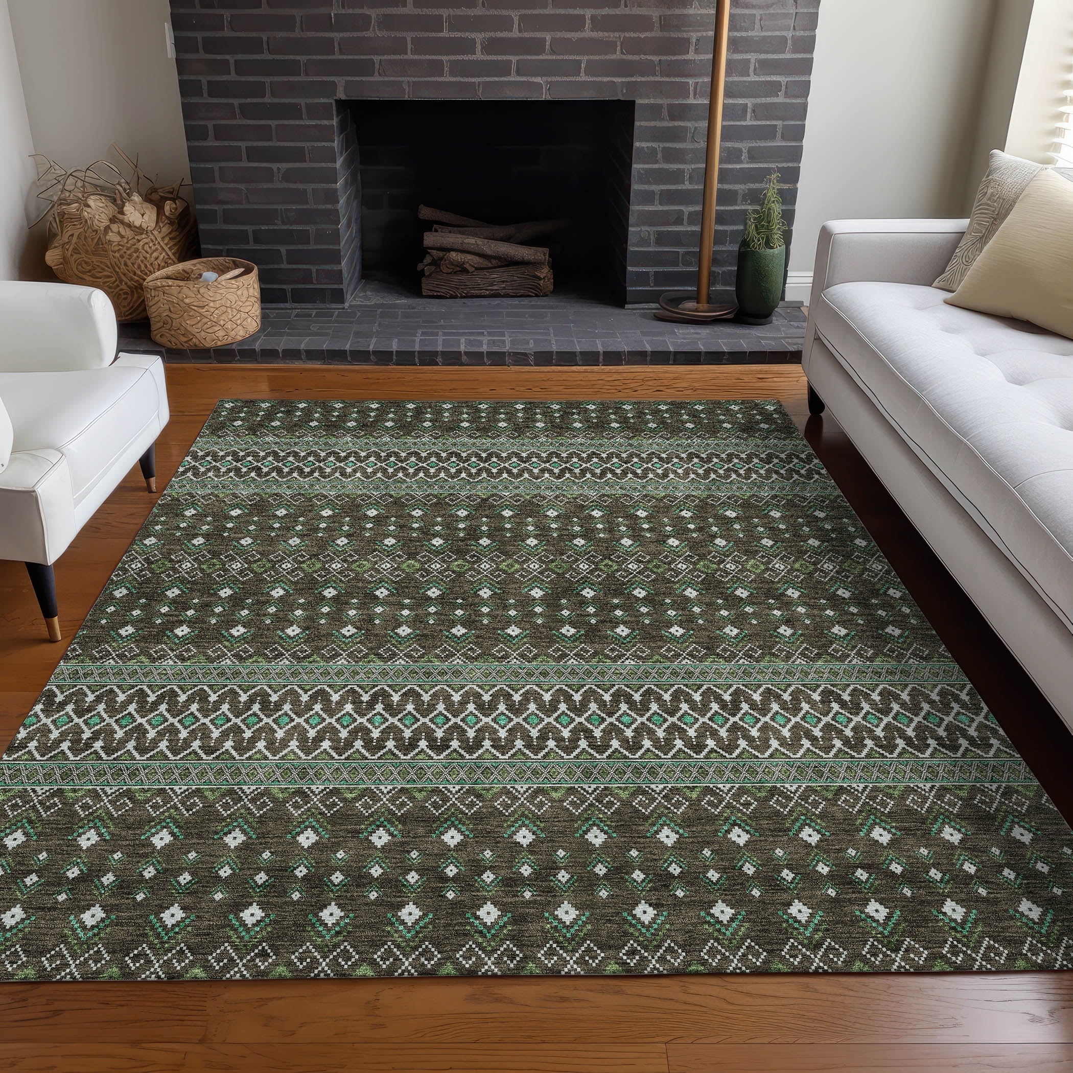 Machine Washable Indoor/ Outdoor Chantille Boho Morrocan Rug
