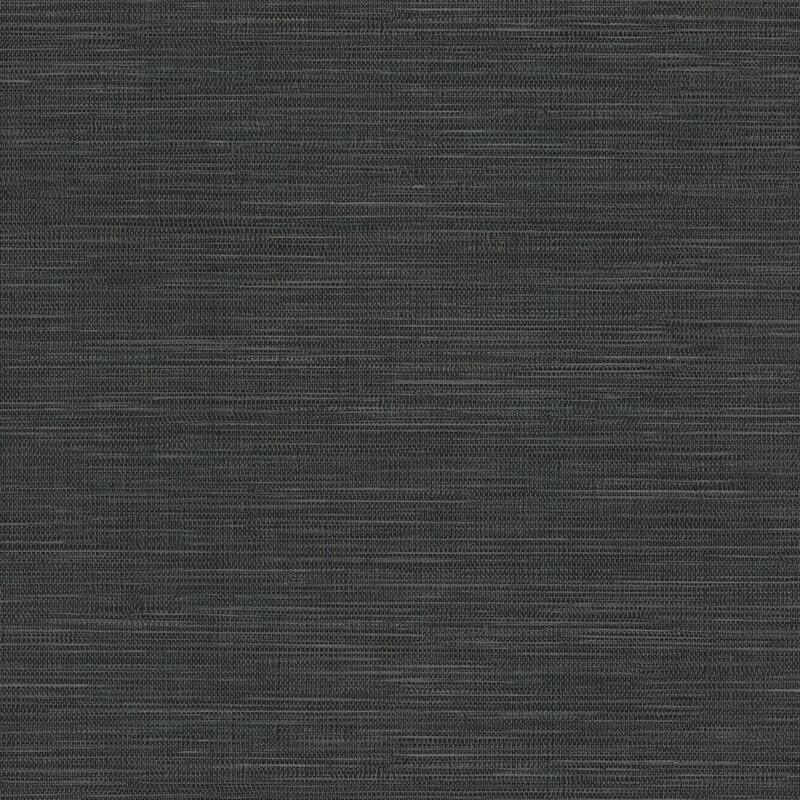 Winn Black Faux Grasscloth Wallpaper