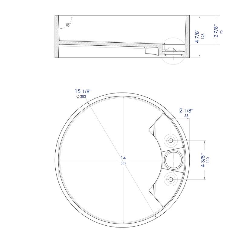 15" Round White Matte Solid Surface Resin Sink